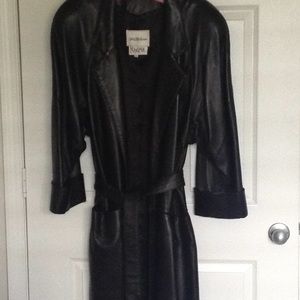 Stunning Black Leather Wrap Coat